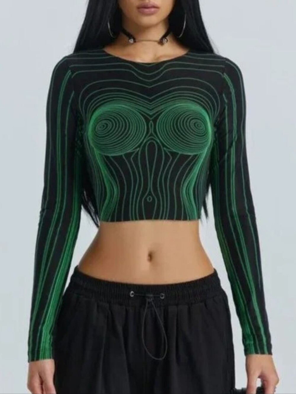 The Kript Corpo Long Sleeve Crop Top